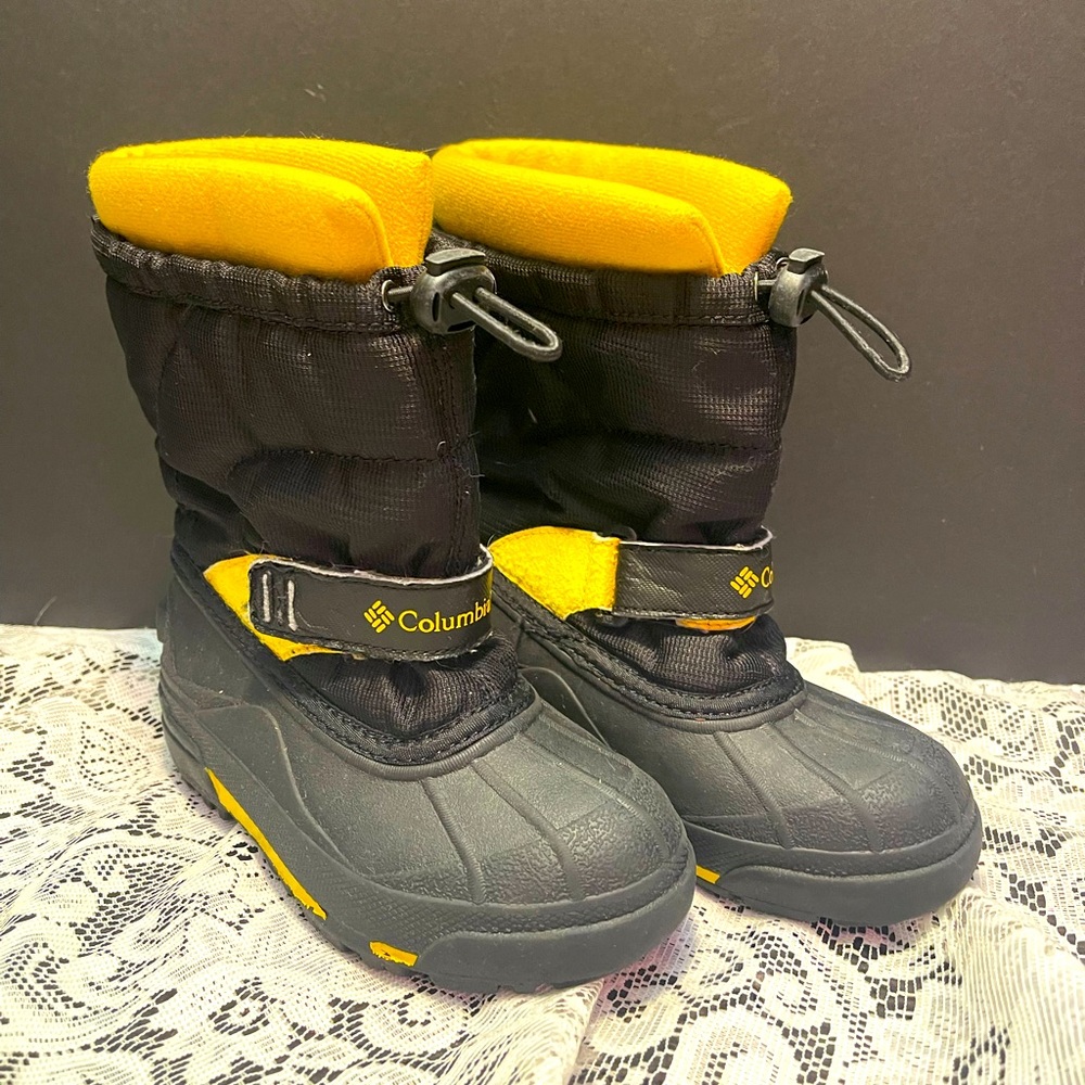 Columbia Kids Black and Yellow Boots